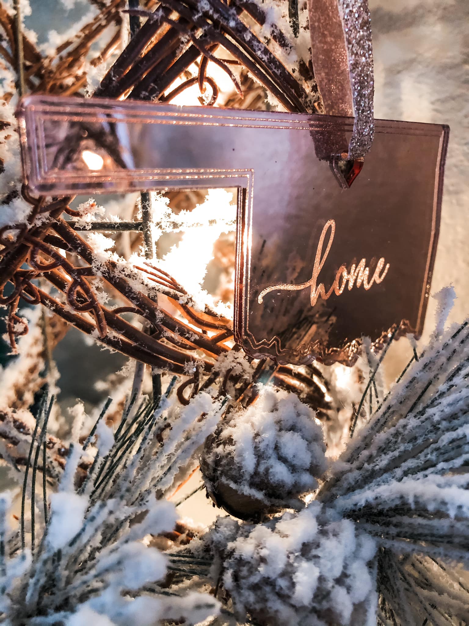 Rose Gold Mirrored State Ornaments ( Engraved)