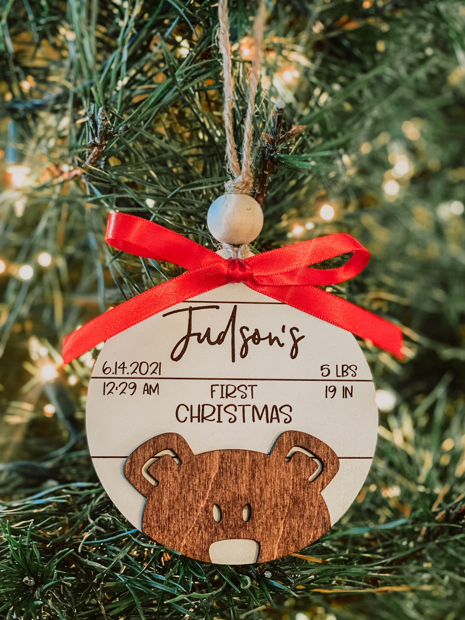 Baby's first hot sale christmas bear ornament