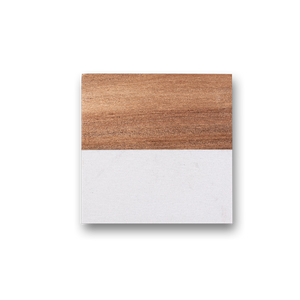 Anniversary Marble & Acadia Wood Coaster - Set of 4